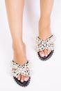 Black Where's That From Black 'Eve' Pearl Flat Slider Sandals, Image 3 of 3