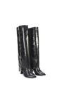 Black 'Allie' Knee High Boots Fold Over Point Toe Deco Zip, Image 3 of 6
