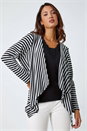 Black Stripe Cardigan & Lace Vest Stretch Top, Image 1 of 5