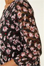 Black Floral Print Stretch Lace Top, Image 5 of 5