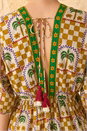 Yellow Palm Check Print Boho Dress, Image 4 of 4