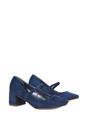 Navy XY LONDON Navy 'Leneka' Mary Jane Low Block Heel Court Shoes, Image 3 of 6