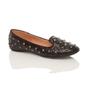 Black Studded Glitter Loafers Ballet Flats, Image 1 of 5