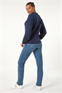Midnight Blue Faux Pearl Cable Knit Jumper, Image 3 of 5