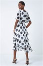 Ivory  Polka Dot Chiffon Frill Wrap Tiered Midi Dress, Image 3 of 5