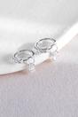 Silver Sterling Silver CZ  Huggie Hoop Drop Earrings, Image 3 of 3
