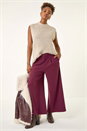 Aubergine Wide Leg Premium Stretch Culottes, Image 3 of 5
