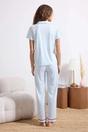 Blue 3-Piece Gingham Cherry Embroidered Cotton Pyjama Set, Image 4 of 4