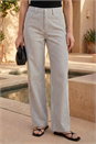 Black Stripe Wide Leg Stretch Trousers, Image 2 of 4