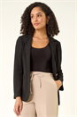 Black Textured Pocket Stretch Jacket, Image 2 of 5