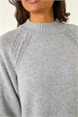 Light Grey High Neck Ribbed Knit Dress, Image 5 of 5