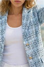 Blue Buttoned Boucle Jacket, Image 4 of 4