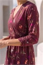 Wine Petite Floral Wrap Frill Stretch Dress , Image 5 of 5