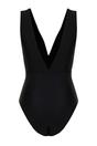 Black Plunge Wrap Front Ruched Waist Swimsuit, Image 4 of 5
