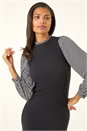 Black Geometric Contrast Knit Dress, Image 4 of 5