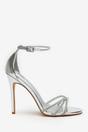 Silver 'Summer' Stiletto High Heels With Rhinestone Strap, Image 2 of 4