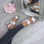 Silver AJVANI Silver Mid Wedge Heel Strappy Slingback Sandals, Image 5 of 6