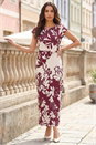 Ivory  Floral Print Wrap Twist Midi Dress, Image 2 of 4