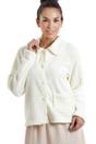 Ivory Camille Lingerie Ivory Soft Fleece Bed Jacket With Floral Motif, Image 1 of 5