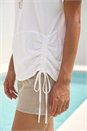 Ivory  Side Ruched Necklace Tunic Top, Image 4 of 4
