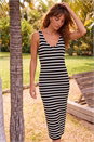 Black Stripe Knitted Midi Dress, Image 1 of 4