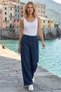 Indigo Tie Waist Wide Leg Trouser , Image 1 of 3