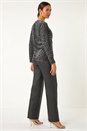 Grey Front Tie Velvet Animal Print Burnout Top, Image 3 of 7