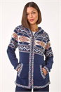 Navy  Jacquard Zip Through Knit Cardigan, Image 4 of 7