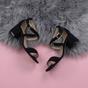 Black AJVANI Black Mid Block Heel Crossed Straps Sandals, Image 4 of 6