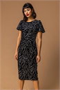 Black Animal Print Velvet Dress, Image 3 of 5