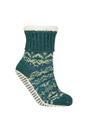 Turqouise Fair Isle Moccasin Grip Slipper Socks, Image 1 of 3