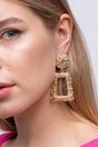 Gold Geometric Foil Square Drop Earrings, Image 1 of 4