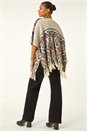 Natural Jacquard Tassel Trim Poncho, Image 1 of 5