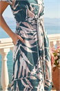 Black Petite Leaf Print Tie Midi Dress , Image 4 of 4