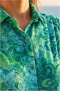 Blue Floral Print Jacquard Blouse , Image 4 of 4