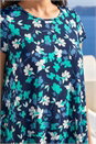 Teal Floral Puff Print Hanky Hem Tunic Top, Image 4 of 4