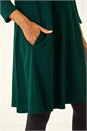 Forest Green A-Line Pocket Detail Stretch Swing Dress, Image 5 of 5