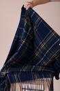 Navy Tartan Woven with Tassels in Navy, Image 3 of 5