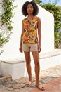 ORANGE Leaf Print V-Neck Blouse, Image 2 of 4