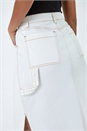 Natural  Dusk Cotton Denim Side Split Midi Skirt, Image 5 of 7