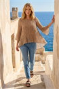 Beige Spot Print Pleated Tunic Top, Image 2 of 4