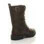 Brown Lace Up Buckles Military Biker Ankle Boots, Image 4 of 5