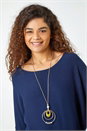 Navy Necklace Detail Stretch Knit Top, Image 4 of 5