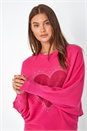 Pink Diamante Embellished Heart Print Jumper, Image 1 of 5