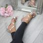 Silver AJVANI Silver High Heel Crossed Straps Buckle Sandals, Image 5 of 6