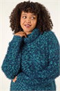 Teal Curve Fluffy Roll Neck Knit Jumper, Image 2 of 6