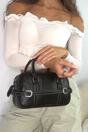 Black Barrel Satchel handbag With Shoulder Strap, Image 3 of 4