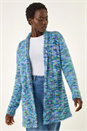 Blue Multi Fluffy Eyelash Knit Cardigan, Image 4 of 5