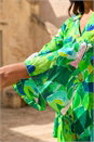 Green Abstract Print Flared Blouse, Image 4 of 4