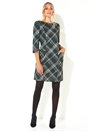 Green Check Print 3/4 Sleeve Shift Dress, Image 2 of 5